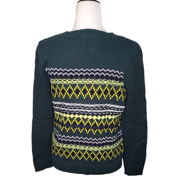 Talbots Long Sleeved Crew Neck Pullover Diamond Fair Isle Sweater Size M - Picture 4 of 6